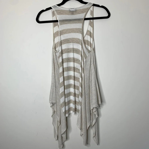 Aritzia Dilemma Tank Top Blouse Draped Stripe Flowy Sleeveless Cream White XS - Picture 10 of 15